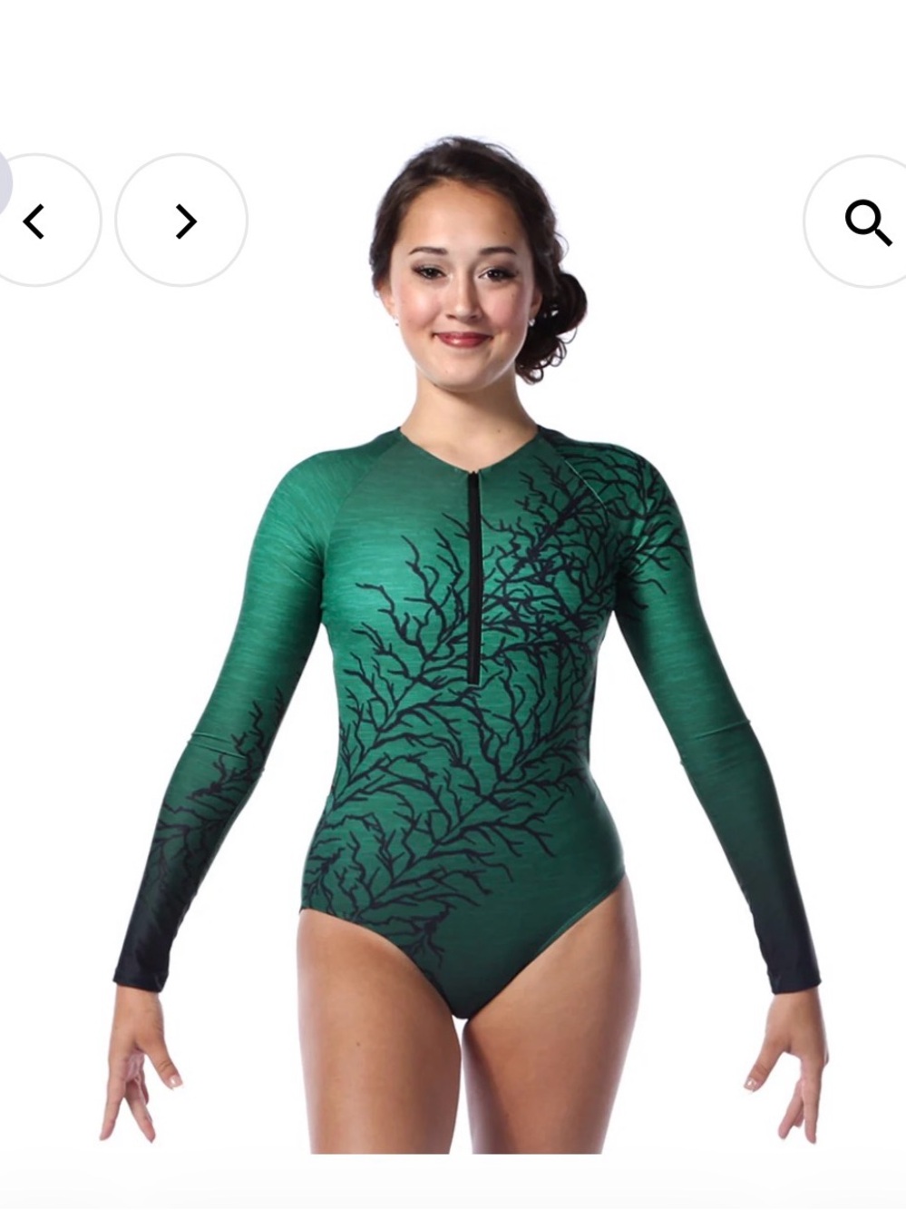 Long-Sleeve Green Womens Performance Leotard - Brand New